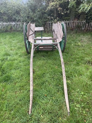 Lot 42 - GOVERNESS CART, curved wooden body, slatted floor, and metal plated floor to rear